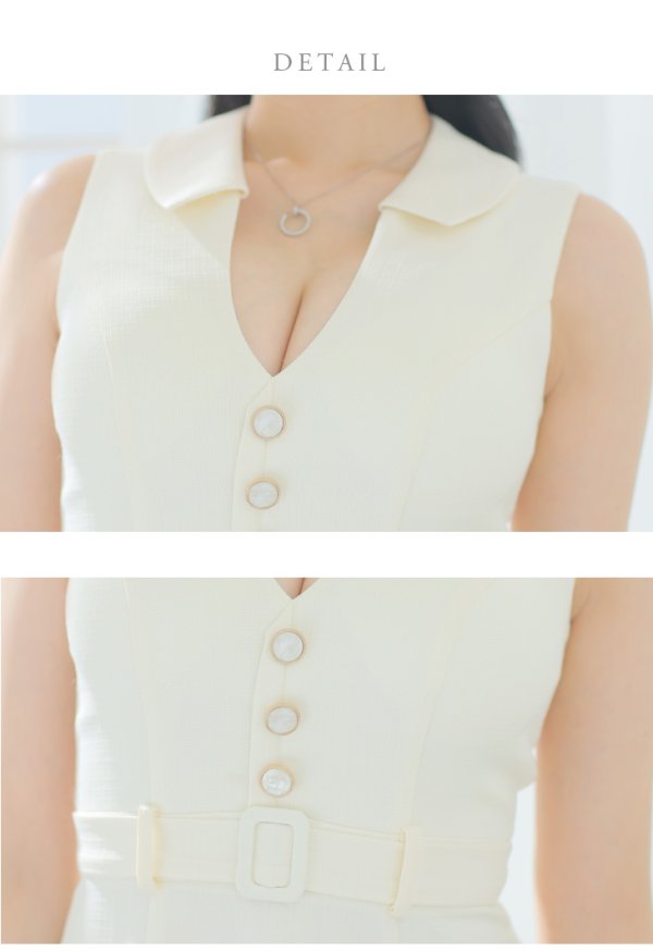 画像13: XS-Lサイズあり【DEA./ディア】裾レース/ ノースリーブ/ サマーツイード/ フレア/ ミディアムドレス/ キャバドレス【OF08】