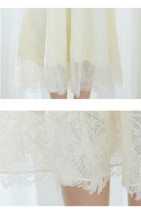 画像14: XS-Lサイズあり【DEA./ディア】裾レース/ ノースリーブ/ サマーツイード/ フレア/ ミディアムドレス/ キャバドレス【OF08】