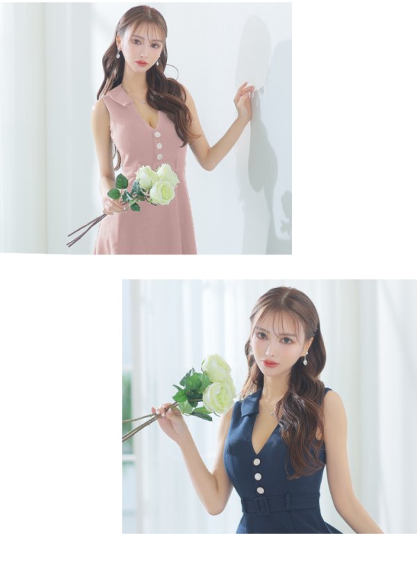 画像10: XS-Lサイズあり【DEA./ディア】裾レース/ ノースリーブ/ サマーツイード/ フレア/ ミディアムドレス/ キャバドレス【OF08】