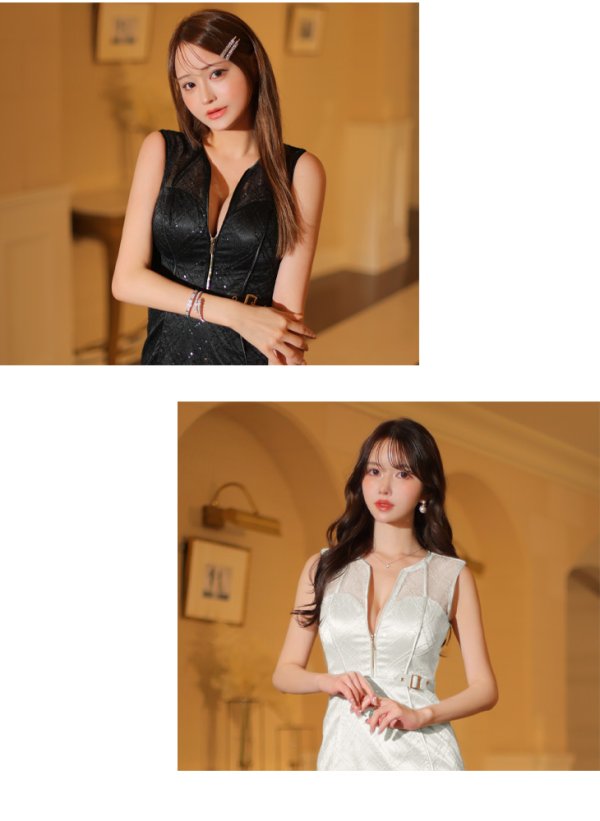 画像10: Lサイズあり【Glossy/グロッシー】ノースリーブ/ バストカット/ シアー/ ロング/ キャバドレスlong[OF08]