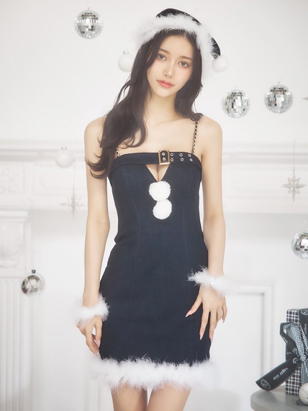 画像17: 【即日発送！】【サンタコス 4点セット】【XS-Mサイズ/1カラー】デニムキャミソールサンタコスプレ[YMT]