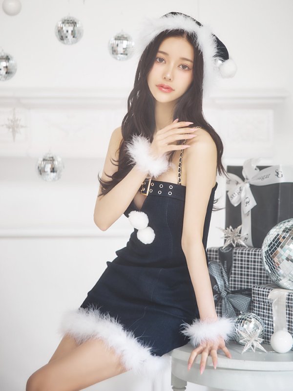 画像9: 【即日発送！】【サンタコス 4点セット】【XS-Mサイズ/1カラー】デニムキャミソールサンタコスプレ[YMT]