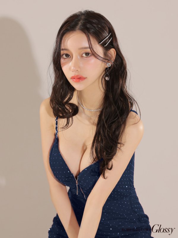 画像10: XSサイズあり【Glossy/グロッシー】ラメニット/ バストジップ/ シンプル/ キャミ/ タイト/ ミニドレス/ キャバドレス[OF08]