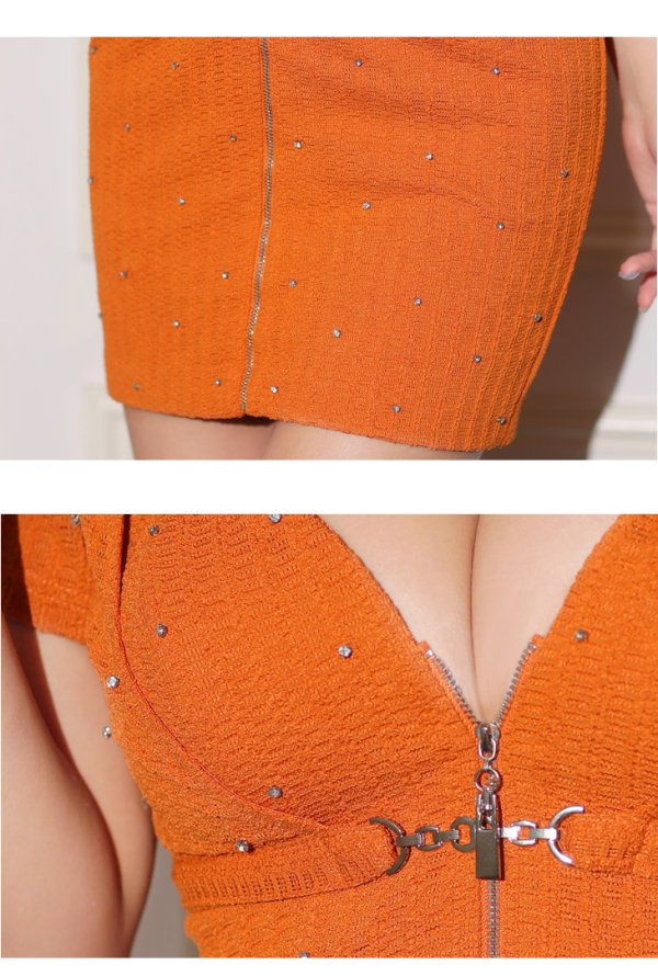 画像25: XSサイズあり【Glossy/グロッシー】トップス着脱可能/ ハートカット/ センタージップ/ キャミ/ タイト/ ミニドレス/ キャバドレス[OF08]