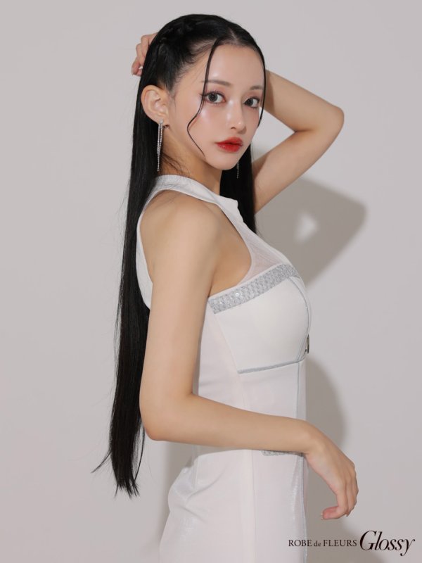 画像8: XSサイズあり【Glossy/グロッシー】ラメパイピング/ ホルターネック/ バストジップ/ タイト/ ミニドレス/ キャバドレス[OF08]
