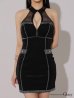 画像10: XSサイズあり【ROBE de FLEURS Glossy/ローブ・ド・フルール グロッシー】ラメパイピング/ ホルターネック/ バストジップ/ タイト/ ミニドレス/ キャバドレス[OF2]