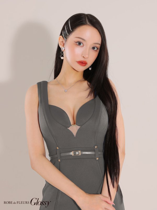 画像35: XSサイズあり【Glossy/グロッシー】ベルトデザイン/ ノースリーブ/ シンプル/ タイト/ ミニドレス/ キャバドレス[OF08]