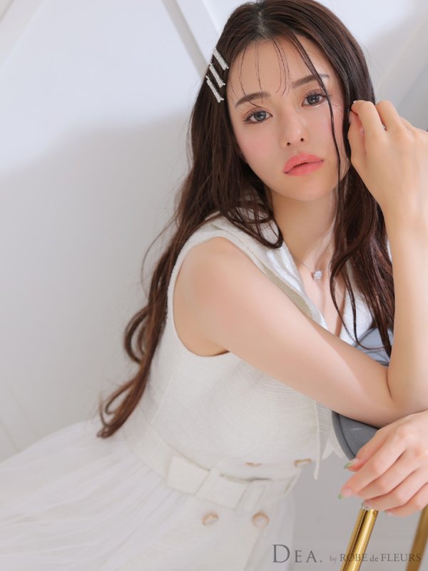 画像14: Lサイズあり【DEA./ディア】トレンチ/ ツイード/ ノースリーブ/ 膝丈/ Aライン/ フレア/ ワンピース/ ミディアムドレス/ キャバドレス【OF08】