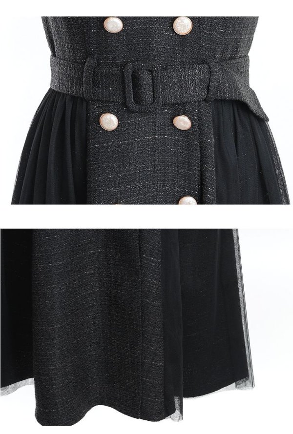 画像23: Lサイズあり【DEA./ディア】トレンチ/ ツイード/ ノースリーブ/ 膝丈/ Aライン/ フレア/ ワンピース/ ミディアムドレス/ キャバドレス【OF08】