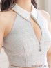 画像8: XSサイズあり【ROBE de FLEURS/ローブドフルール】ツイード/ ジップ/ 襟付き/ ホルター/ プリーツ/ フレア/ セットアップ/ ミニドレス/ キャバドレス[OF2]