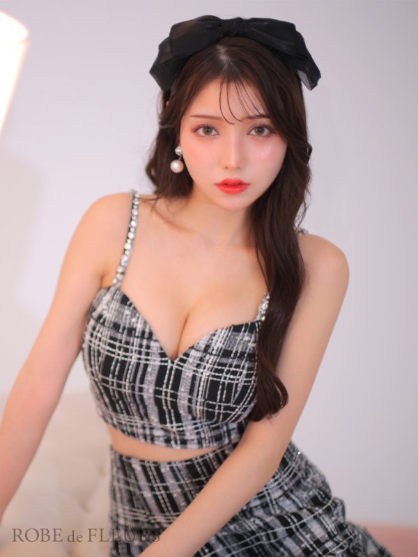 画像8: XSサイズあり【ROBE de FLEURS/ローブドフルール】ラメチェックツイード/ オーガンジー/ ロング/ セットアップ/ 裾フリル/ ロングドレス/ キャバドレス[OF08]