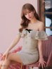 画像10: XSサイズあり【ROBE de FLEURS/ローブドフルール】フリルオフショルダー/ ツイード/ 千鳥柄/ リボンモチーフ/ Aライン/ ミニドレス/ キャバドレス[OF2]