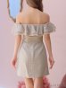 画像8: XSサイズあり【ROBE de FLEURS/ローブドフルール】フリルオフショルダー/ ツイード/ 千鳥柄/ リボンモチーフ/ Aライン/ ミニドレス/ キャバドレス[OF2]