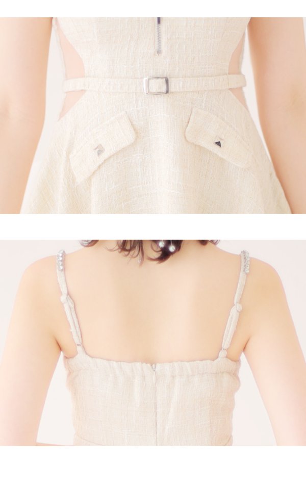 画像14: XSサイズあり【ROBE de FLEURS/ローブドフルール】サイドシアー/ フロントジップ/ ビジュー/ フレア/ ミニドレス/ キャバドレス[OF08]