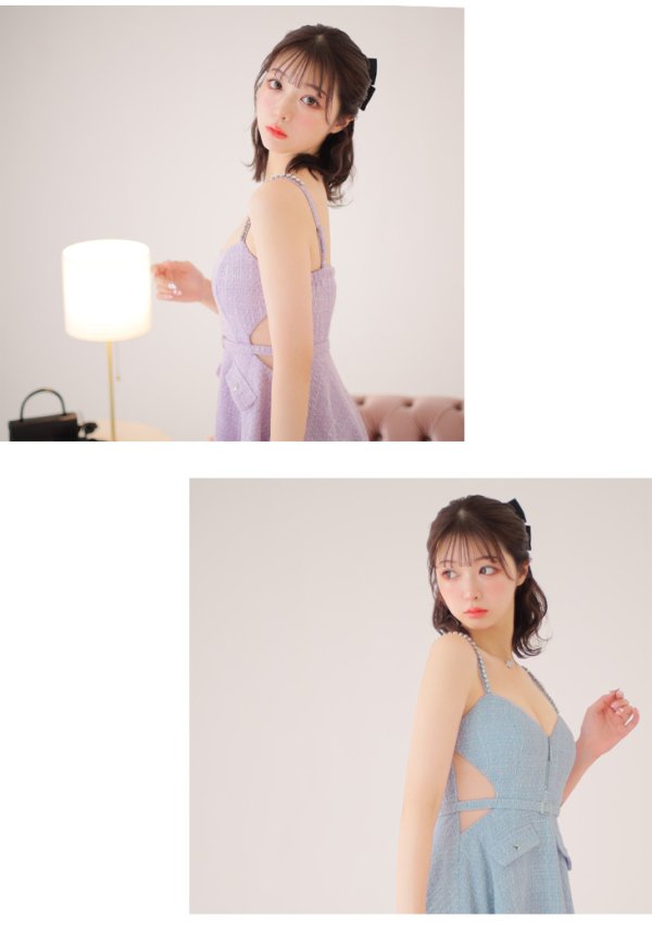 画像5: XSサイズあり【ROBE de FLEURS/ローブドフルール】サイドシアー/ フロントジップ/ ビジュー/ フレア/ ミニドレス/ キャバドレス[OF08]