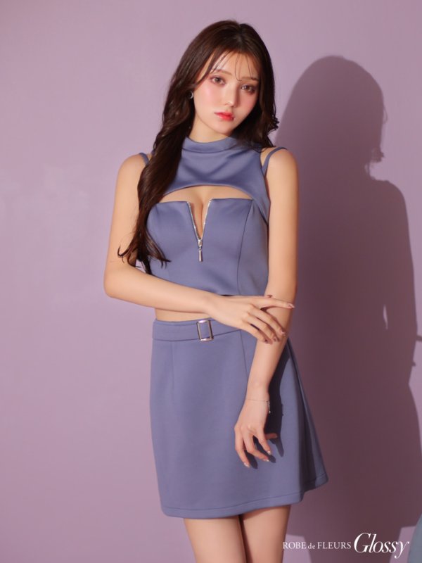 画像23: XSサイズあり【Glossy/グロッシー】フロントジップ/ ノースリーブ/ ストレッチ/ 無地/ ワンカラー/ タイト/ セットアップ/ ミニドレス/ キャバドレス[OF08]