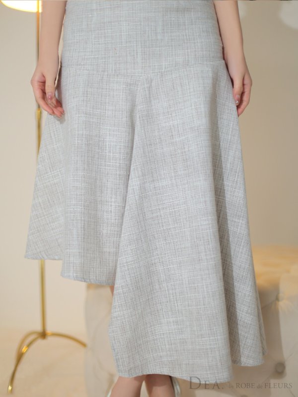 画像8: Lサイズあり【DEA./ディア】ラメツイード/ オーガンジー/ ハイネック/ ノースリーブ/ 膝丈/ アシンメトリー/ ワンピース/ ミディアムドレス/ キャバドレス【OF08】