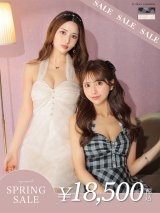 【決算SALE開催中！! 】【ROBE de FLEURS/ローブドフルール】オーガンジー/ チェック/ ノースリーブ/ Aライン/ フレア/ セットアップ/ ミディアムドレス/ キャバドレス[OF08]