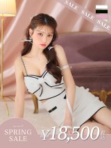 【決算SALE開催中！! 】XSサイズあり【ROBE de FLEURS/ローブドフルール】ビッグリボン/ バイカラー/ キャミソール/ タイト/ セットアップ/ ミニドレス/ キャバドレス[OF08]