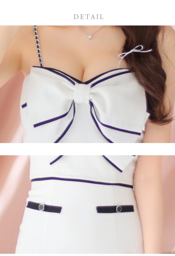 画像15: XSサイズあり【ROBE de FLEURS/ローブドフルール】ビッグリボン/ バイカラー/ キャミソール/ タイト/ セットアップ/ ミニドレス/ キャバドレス[OF08]