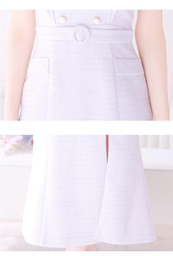 画像28: Lサイズあり【DEA./ディア】肩フリル/ ダブルボタン/ スリット/ ミモレ丈/ ミディアムドレス/ キャバドレス【OF08】