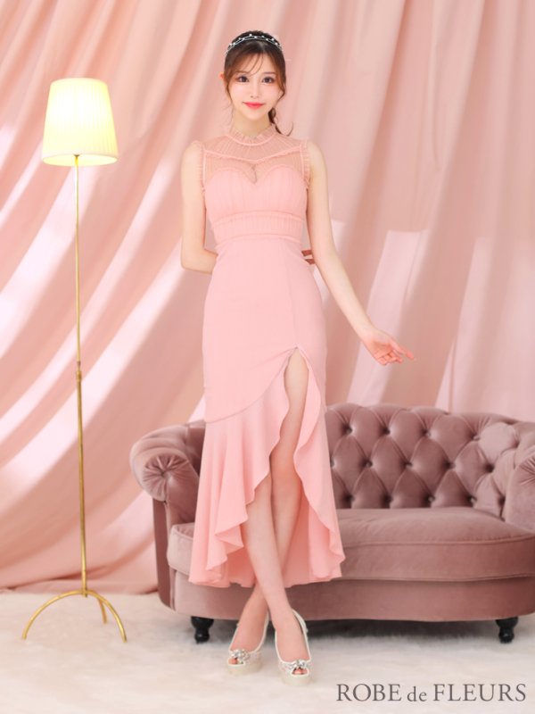 画像3: 【ROBE de FLEURS/ローブドフルール】 デコルテシアー/ フレア/ スリット/ ヴィーナス/ ロングドレス/ キャバドレス[OF08]