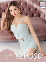 【決算SALE開催中！! 】XSサイズあり【Glossy/グロッシー】ジッパー/ シンプル/ ワンカラー/ バックルベルト/ セットアップ/ キャミソール/ タイト/ ミニドレス/ キャバドレス[OF08]