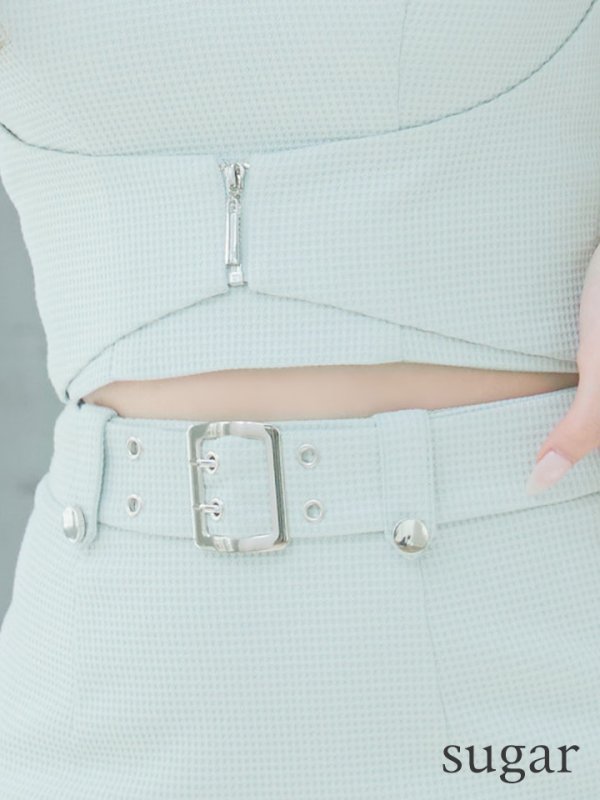 画像17: XSサイズあり【Glossy/グロッシー】ジッパー/ シンプル/ ワンカラー/ バックルベルト/ セットアップ/ キャミソール/ タイト/ ミニドレス/ キャバドレス[OF08]