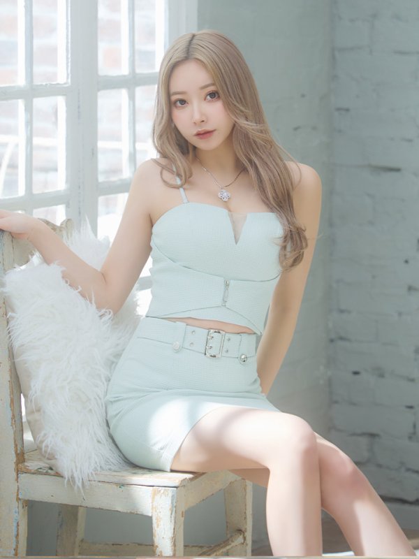 画像11: XSサイズあり【Glossy/グロッシー】ジッパー/ シンプル/ ワンカラー/ バックルベルト/ セットアップ/ キャミソール/ タイト/ ミニドレス/ キャバドレス[OF08]