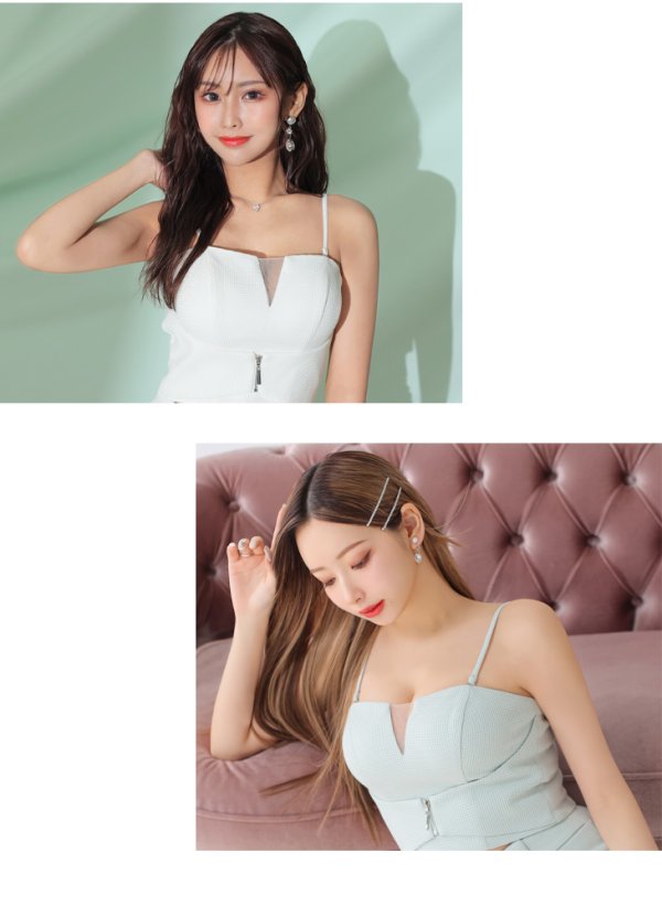 画像6: XSサイズあり【Glossy/グロッシー】ジッパー/ シンプル/ ワンカラー/ バックルベルト/ セットアップ/ キャミソール/ タイト/ ミニドレス/ キャバドレス[OF08]