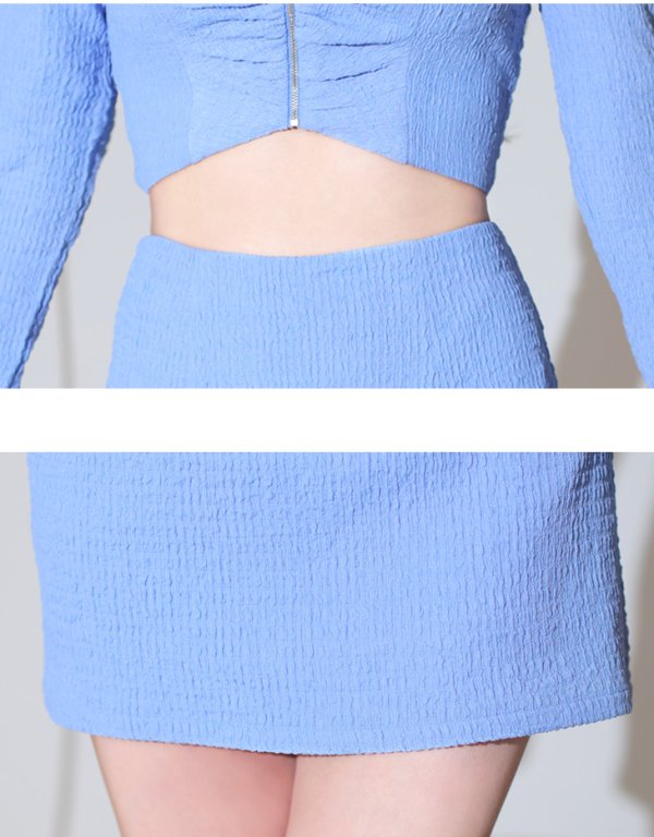 画像14: XSサイズあり【Glossy/グロッシー】フロントジッパー/ オフショル/ ロングスリーブ/ 袖あり/ ワンカラー/ 台形スカート/ セットアップ/ ミニドレス/ キャバドレス[OF08]