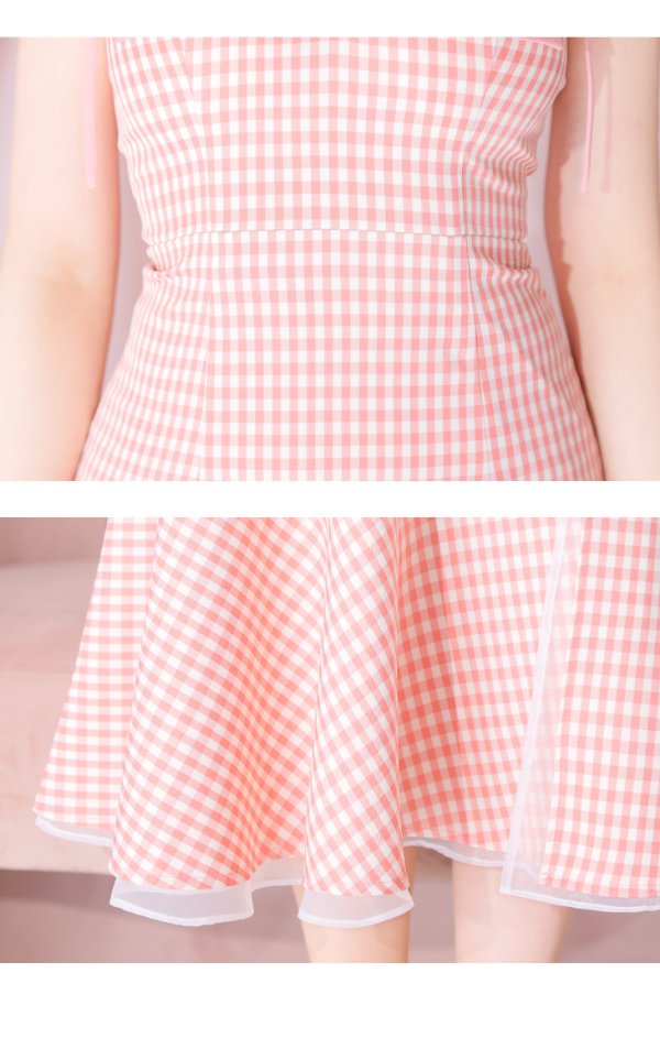画像20: 【ROBE de FLEURS/ローブドフルール】ショルダーリボン/ ギンガムチェック/ マーメイド/ ミディアムドレス/ キャバドレス[OF08]
