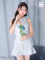 【予約商品/4月下旬発送予定】XSサイズあり【ROBE de FLEURS/ローブドフルール】オーガンジー/ リボンチョーカー/ アイドル/ セットアップ/ ミニドレス/ キャバドレス