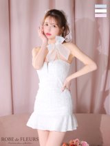 【予約商品/4月下旬発送予定】XSサイズあり【ROBE de FLEURS/ローブドフルール】オーガンジー/ リボンチョーカー/ アイドル/ セットアップ/ ミニドレス/ キャバドレス