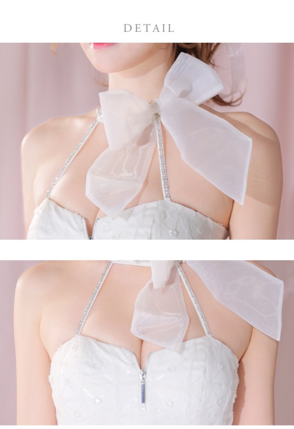 画像9: XSサイズあり【ROBE de FLEURS/ローブドフルール】オーガンジー/ リボンチョーカー/ アイドル/ セットアップ/ ミニドレス/ キャバドレス[OF08]