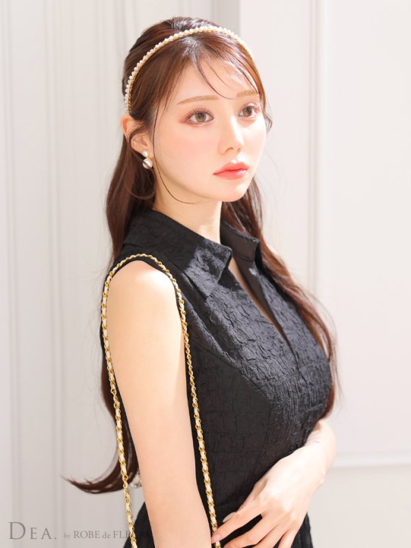 画像28: Lサイズあり【DEA./ディア】襟付き/ ノースリーブ/ ボリュームフレア/ ミディアムドレス/ キャバドレス【OF08】