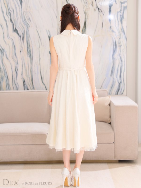 画像16: Lサイズあり【DEA./ディア】襟付き/ ノースリーブ/ ボリュームフレア/ ミディアムドレス/ キャバドレス【OF08】