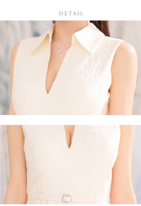 画像18: Lサイズあり【DEA./ディア】襟付き/ ノースリーブ/ ボリュームフレア/ ミディアムドレス/ キャバドレス【OF08】