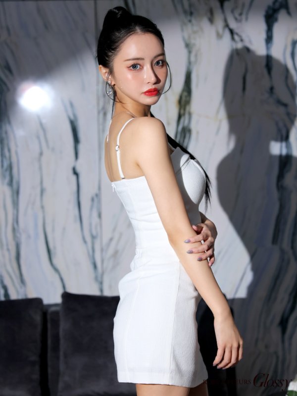 画像18: XSサイズあり【Glossy/グロッシー】バストカット/ ジッパーデザイン/ ワンカラー/ ラメ/ セットアップ/ タイト/ ミニドレス/ キャバドレス[OF08]