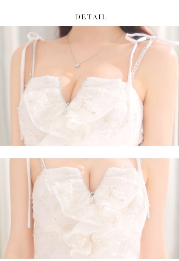 画像13: XSサイズあり【ROBE de FLEURS/ローブドフルール】フラワーチュール/ バストフリル/ セットアップ/ フレア/ ミニドレス/ キャバドレス[OF08]