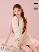 XS-Lサイズあり【DEA./ディア】襟付き/ ノースリーブ/ バストジップ/ ベルトデザイン/ フレア/ Aライン/ ミニドレス/ キャバドレス[OF2]【一部予約商品/7月中旬-9月上旬発送予定】