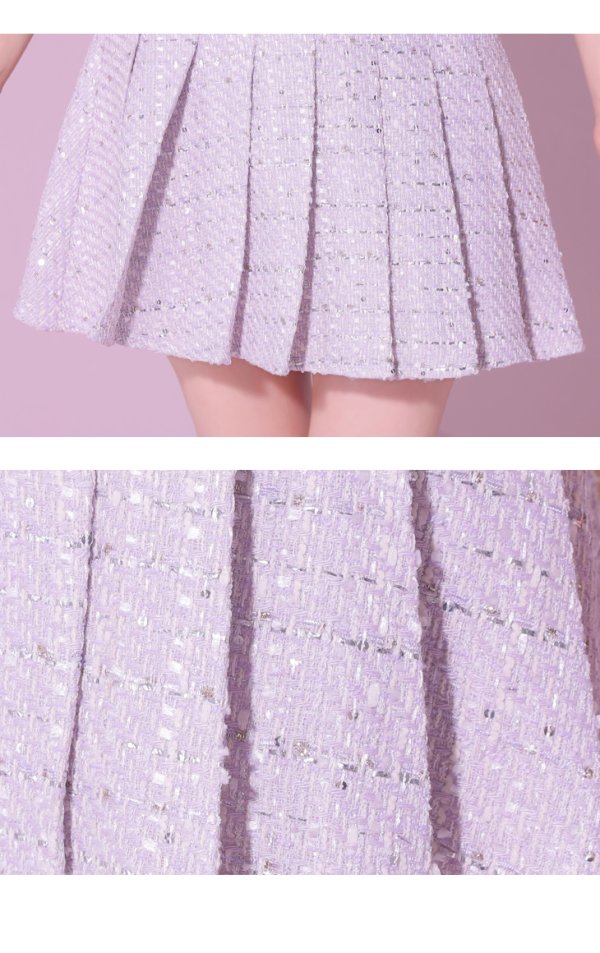 画像14: XSサイズあり【ROBE de FLEURS/ローブドフルール】ラメツイード/ ビジュー/ ボタン/ セットアップ/ ノースリーブ/ フレア/ ミニドレス/ キャバドレス[OF08]