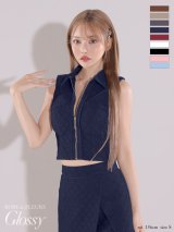 XSサイズあり【Glossy/グロッシー】襟付き/ ノースリーブ/ センタージップ/ ラメニット/ ラップスカート/ フレア/ ミニドレス/ キャバドレス[OF08]