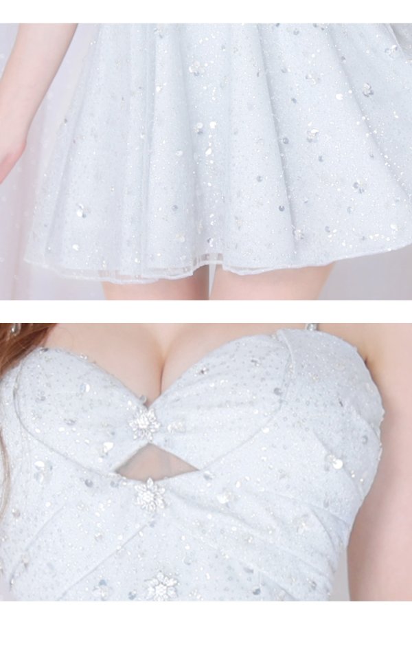 画像9: XSサイズあり【ROBE de FLEURS/ローブドフルール】ラメニット/ スパンコール/ フレア/ キャミ/ ミニドレス/ キャバドレス[OF08]