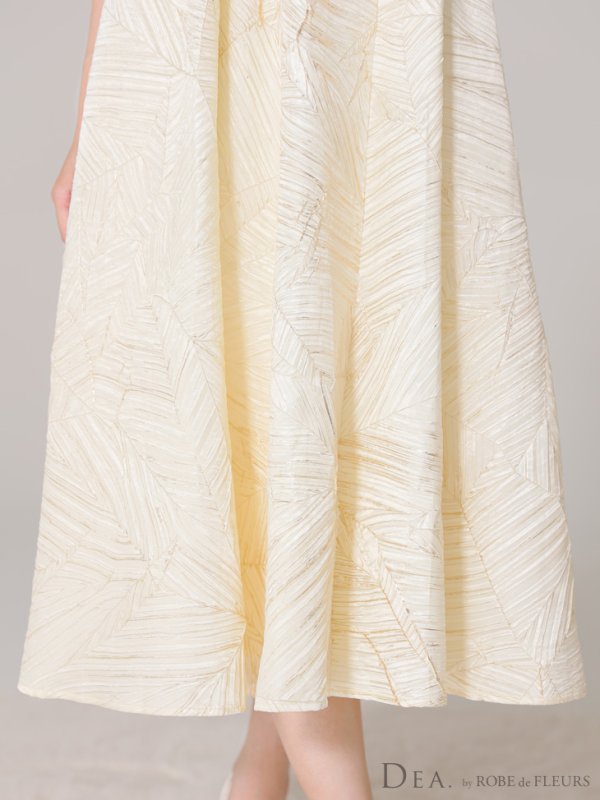 画像9: Lサイズあり【DEA./ディア】ジャガード/ フレア/ サテンリボン/ ミモレ丈/ ミディアムドレス/ キャバドレス【OF08】