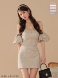 XSサイズあり【ROBE de FLEURS/ローブドフルール】ニットツイード/ オフショル/ セットアップ/ タイト/ ミニドレス/ キャバドレス[OF08]