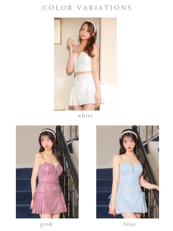 画像15: XSサイズあり【ROBE de FLEURS/ローブドフルール】バストジップ/ サイドリボン/ スパークル/ フレア/ ミニドレス/ キャバドレス[OF08]