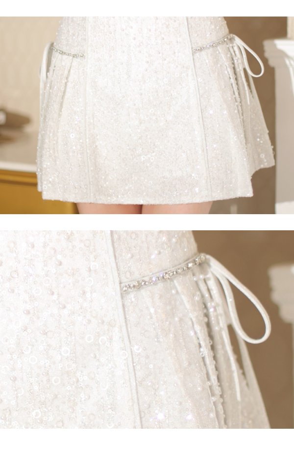 画像14: XSサイズあり【ROBE de FLEURS/ローブドフルール】バストジップ/ サイドリボン/ スパークル/ フレア/ ミニドレス/ キャバドレス[OF08]