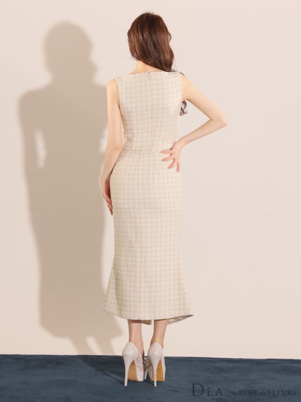 画像12: Lサイズあり【DEA./ディア】マーメイド/ ツイード/ ノースリーブ/ セットアップ/ ミディアムドレス/ キャバドレス【OF08】