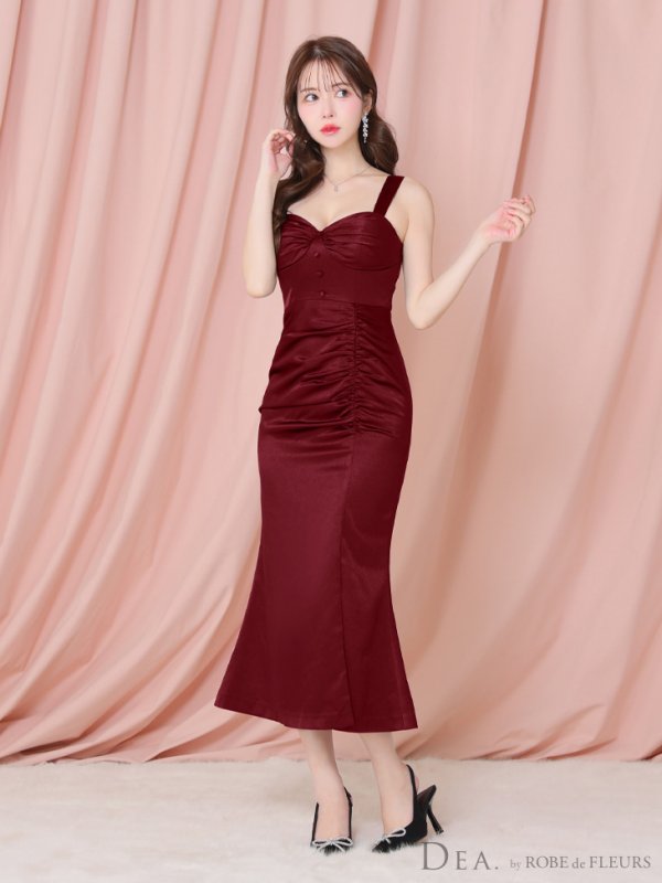 画像3: Lサイズあり【DEA./ディア】フロントボタン/ ノースリーブ/ シンプル/ サテン/ ロングドレス/ キャバドレス long[OF08]